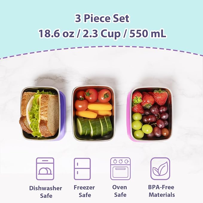 3-Pack Stainless Steel Snack Containers - Image 5