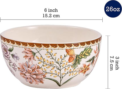 Bico Blooming Moment Cereal Bowls Set of 4, 26 oz Deep Ceramic Soup Bowls - Image 2