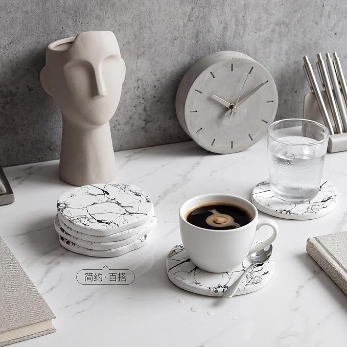 Diatomaceous Earth Coasters Set of 8，Cool Absorbent Quick-Dry Drink Coasters - Image 5