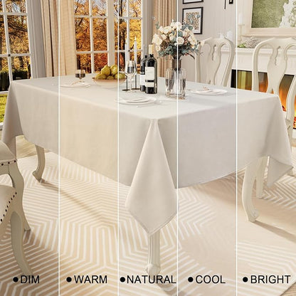 Smiry Square Table Cloth Linen Textured, Waterproof Spillproof Anti-Wrinkle Burlap Tablecloth, Washable Decorative Fabric Table Cover for Dining, Party, Banquet, 60 x 60 Inch, Beige