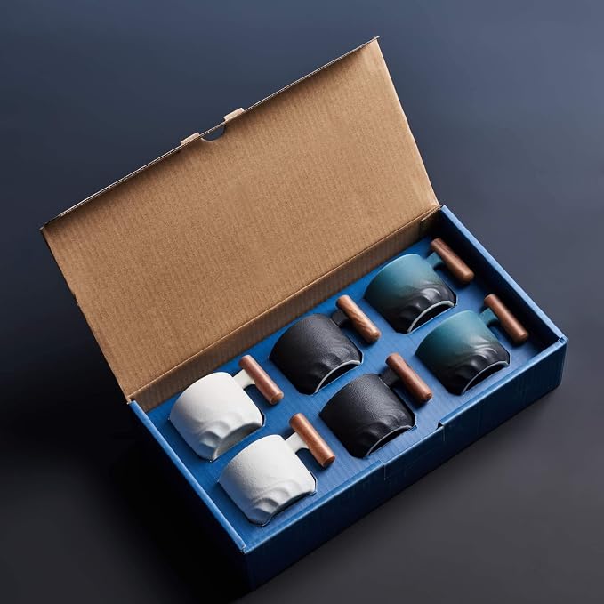 Ceramic Espresso Cups with Wooden Handle Espresso Shot Cups Ceramic Tea Cups by BlogBlog