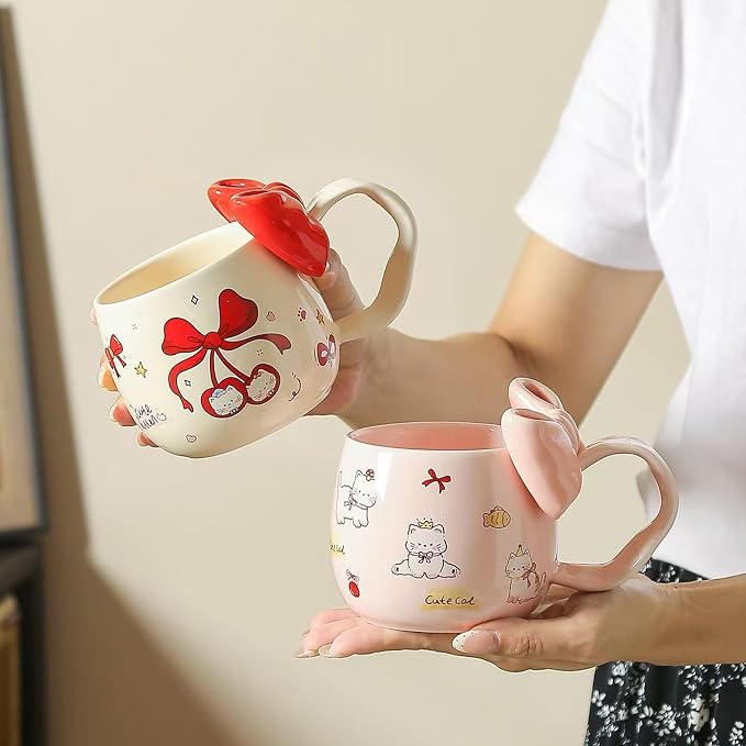 DTI YEOP-Cute Pink Cat Ceramic Coffee Mug - Image 4