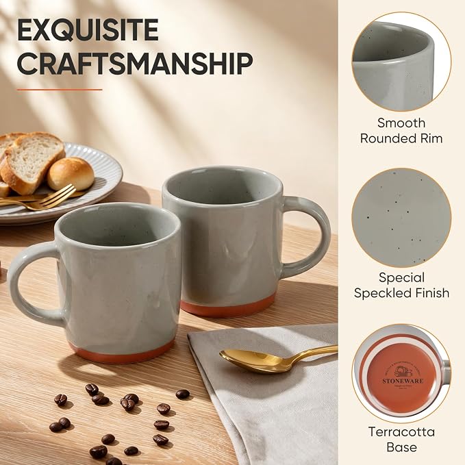 E-far Ceramic Coffee Mug Set of 6, 12oz Stoneware Coffee Cup - Image 3