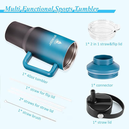 40 oz Tumbler with Handle and Straw or Convert to 40 oz Insulated Water Bottle - Image 8