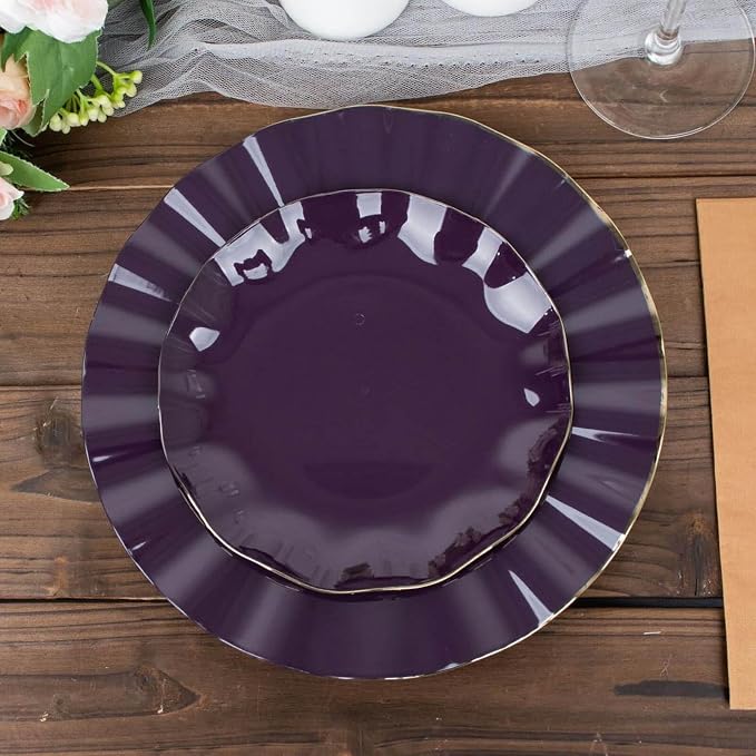 Efavormart 10 Pack | Purple 6" Round Plastic Dessert Salad Plates, Disposable by efavormart