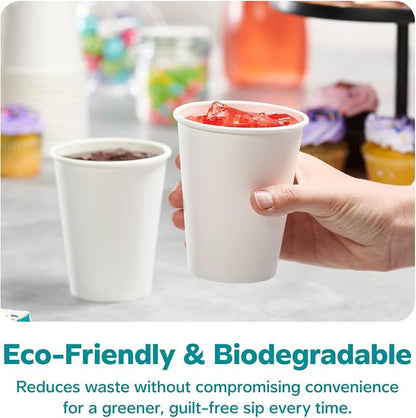 GUSTO 12 oz Disposable White Paper Cups Hot Coffee Cups | Eco-Friendly Material - Image 6