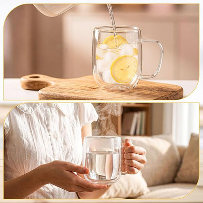 Patelai Glass Coffee Mugs Set of 6, 16 oz Clear Double Walled Coffee Cups - Image 4