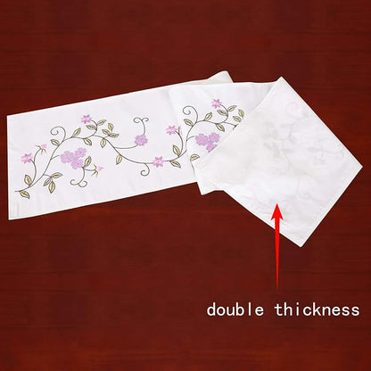 Double Thickness Rustic Embroidered Floral Table Runners - Image 3