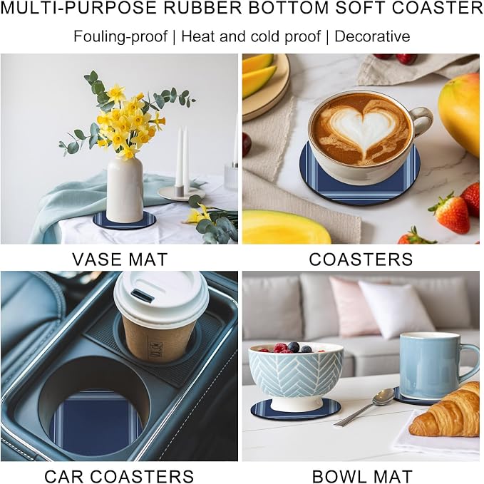 Vintage Simple Stripes Coasters Set of 6 Absorbent Coasters - Image 7