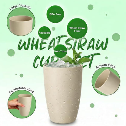 Wheat Straw Unbreakable Cups, Large Cups 20 OZ Set of 6, Alternative to Plastic - Image 3