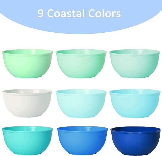 Youngever 9 Pack 10 Ounce Plastic Bowls, Kids Plastic Bowls - Image 4