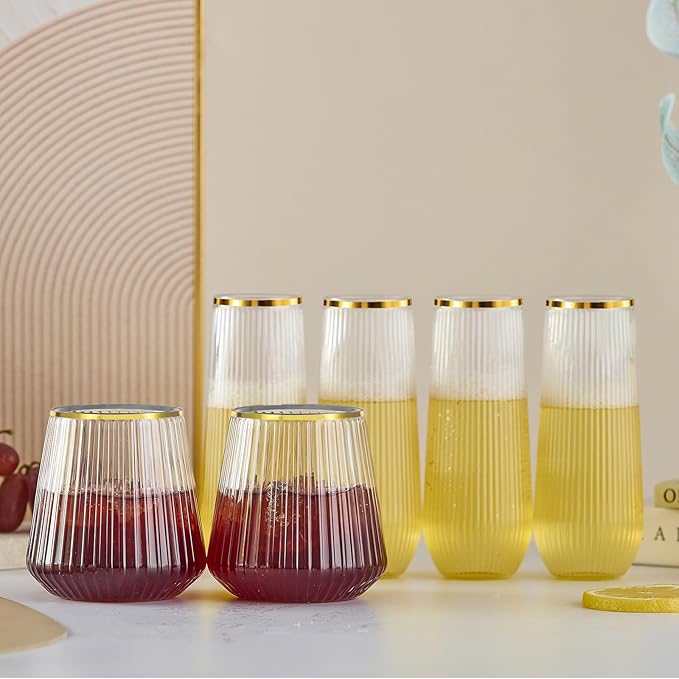 56 Pack Plastic Wine Glasses Champagne Flutes, Plastic Champagne Flutes - Image 5
