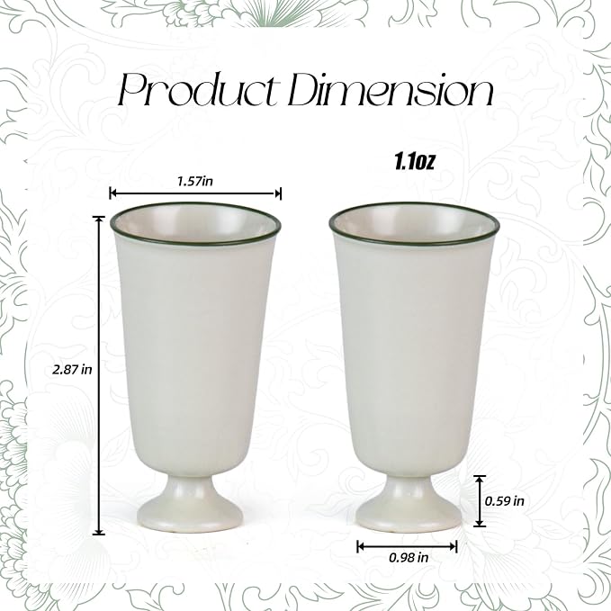 KAMMAK Ceramic Tea Cups Set of 2, 1.1 oz, Vintage Small Teacups, 718N | Hand - Image 7