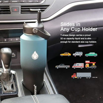 SENDESTAR Water Bottle 32oz, 2 Lids, Wide Mouth Stainless Steel Vacuum - Image 3