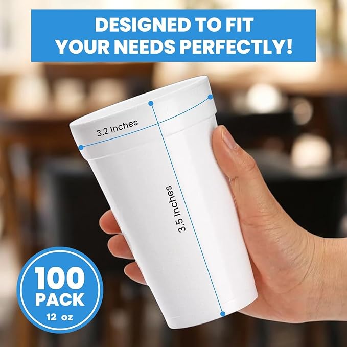 Framo 12 Oz Foam Cups Lightweight Insulated Foam Cups - Image 3