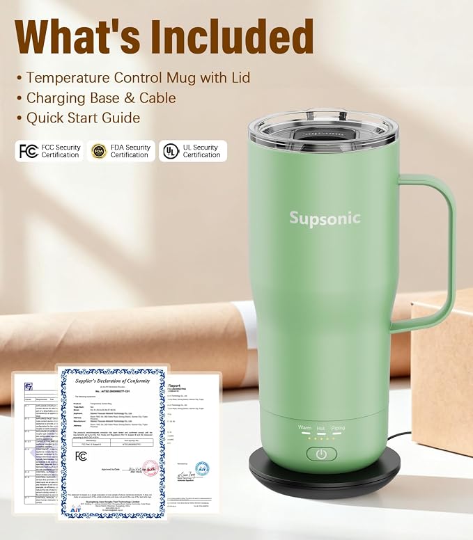 Supsonic Heated Coffee Mug, 20oz Electric Temperature Control Cup | Keeps - Image 8
