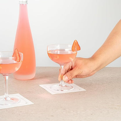 Restaurantware Coupe Cocktail Glasses 6 Count 8 Ounce Lead-Free Stemmed Drinkware Clear Glass Wide Bowl Elegant Design Sturdy Foot