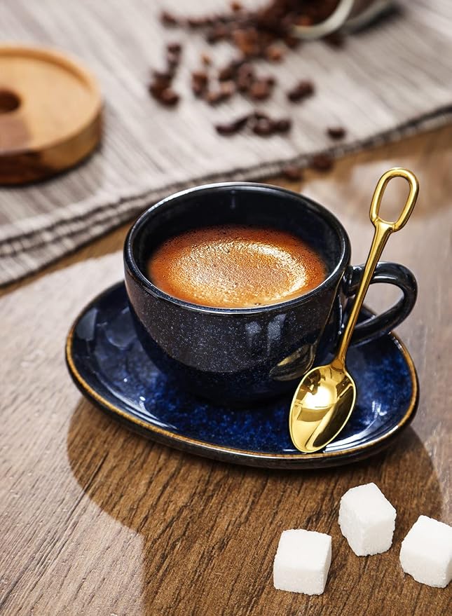 vicrays Ceramic Espresso Coffee Cups Set 4 oz Porcelain Espresso Cups - Image 2