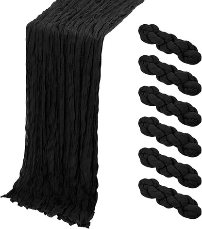 6 Pack Black Cheesecloth Table Runner, 17 x 108 Inch, Gauze Cheese Cloth Table by Yorcari