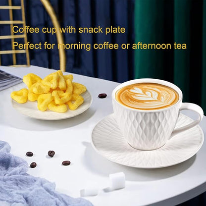 Espresso Cup and Saucer Set of 6, 6 oz Ceramic Cappuccino Barista Cup - Image 5