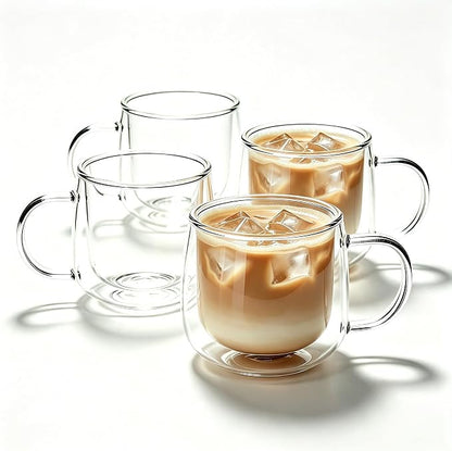 CNGLASS 8.5oz Double Walled Glass Coffee Mugs by CNGLASS