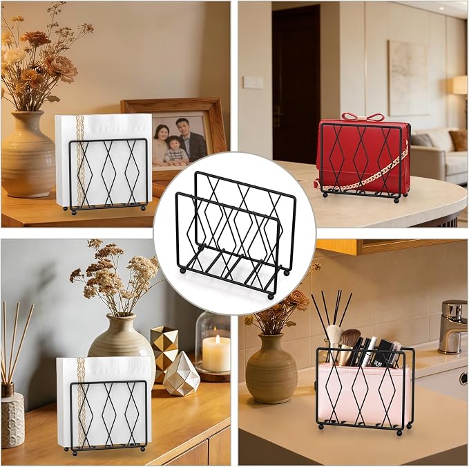 Black Napkin Holder for Table, Modern Metal Stand for Kitchen Counter | Raised - Image 5
