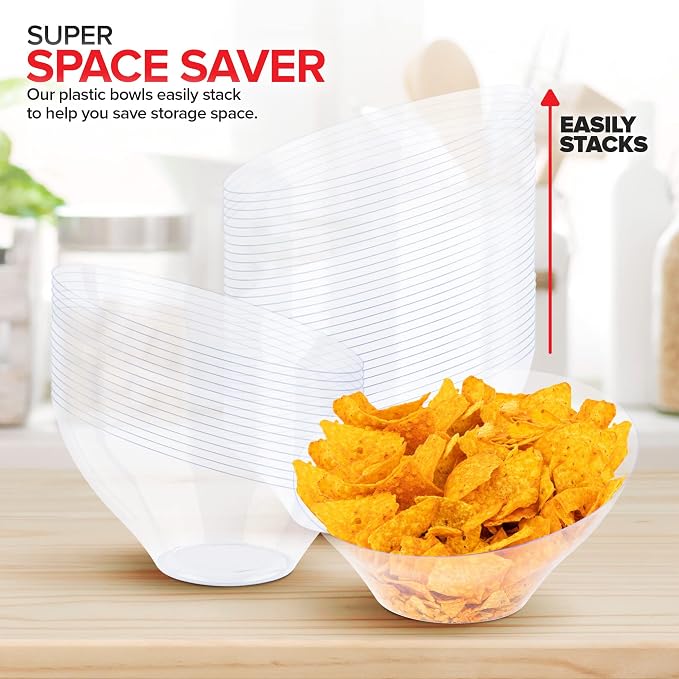 54oz Clear Plastic Serving Bowls Large Disposable Candy Dishes, Buffet - Image 7