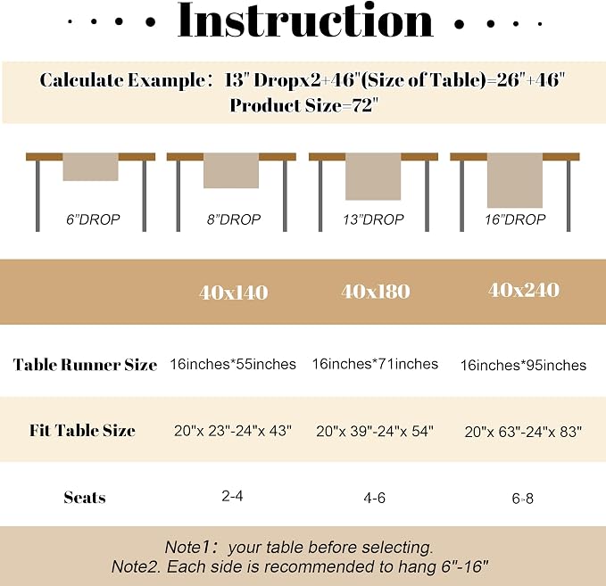 YATOJUZI Cream Table Runner Seasonal Fall Summer Kitchen Dining Coffee Table - Image 7