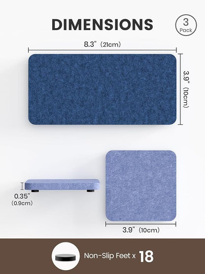 Fluxynara Felt Coasters for Drinks, Mixed Sizes, Soft Periwinkle & Blue | 8 x 4 - Image 2