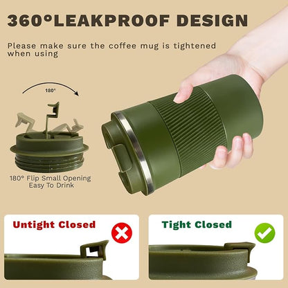 Vacuum Insulated Stainless Steel Travel Coffee Mug, Leak Proof Cup - Image 5