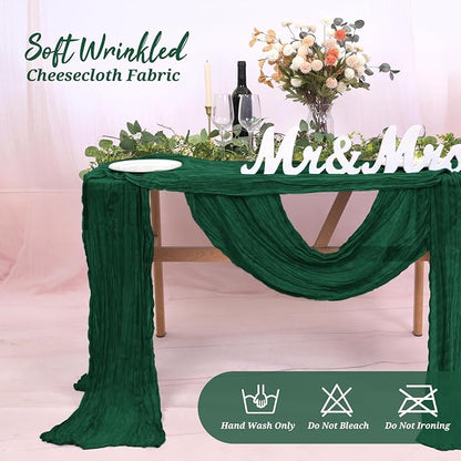 Pesonlook Cheesecloth Table Runner Forest Green, 20 Pack 17.7x108 inch - Image 8