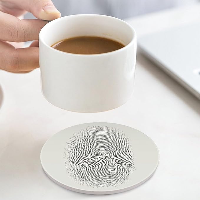 Minimalist Fingerprint Simple Lines Abstract Coasters Set of 4 Absorbent - Image 8