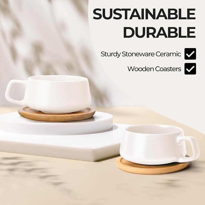 MIAMIO - Cappuccino Cup Set of 4, Wide - Luxe | Ceramic cappuccino cups and - Image 5