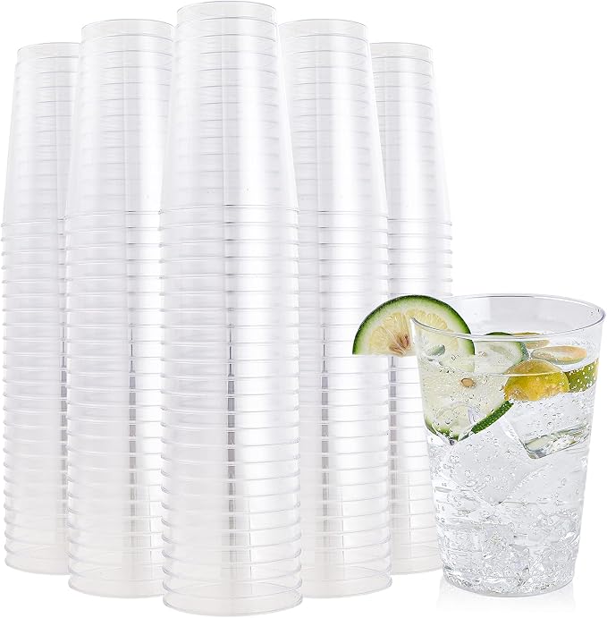 FOCUSLINE 200 Pack 12 oz Clear Plastic Cups, Disposable Cups Reusable Plastic by FOCUSLINE