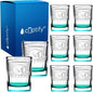 Personalized Square Shot Glasses Set of 8 Teal Bottom 2oz Engraved Initial and Name Custom Gifts, Weddings, Birthdays, Party, Event, Decorations