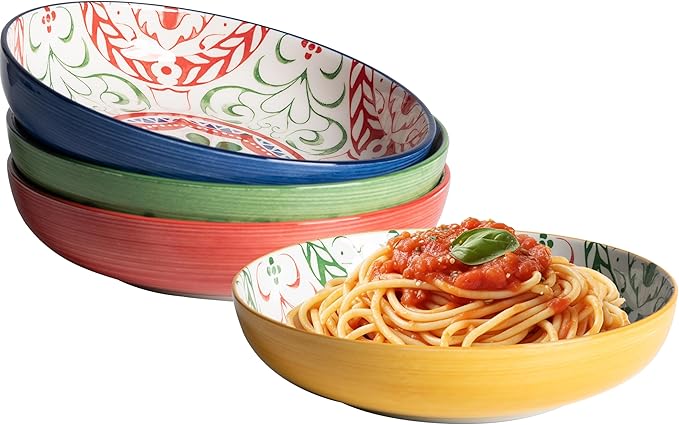 LEHAHA Pasta Bowls Set of 4, 8.25 inch Ceramic Serving Bowls by LEHAHA