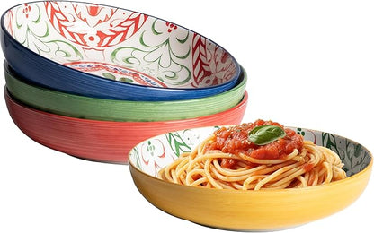 LEHAHA Pasta Bowls Set of 4, 8.25 inch Ceramic Serving Bowls by LEHAHA