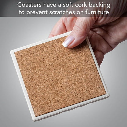 Thirstystone Botanical Farmhouse 4 Pack Tumbled Tile Stone Coasters | 4" Square - Image 7