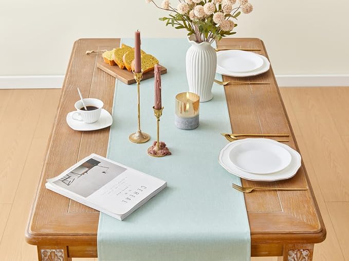 YATOJUZI Light Mint Green Table Runner Seasonal Spring Summer Kitchen Dining - Image 2