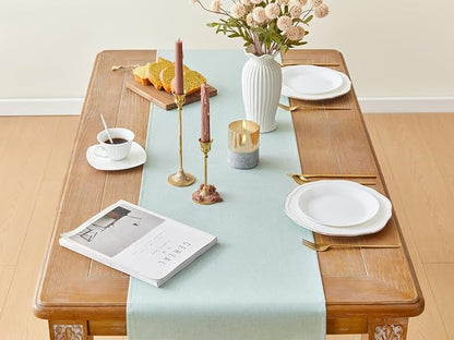 YATOJUZI Light Mint Green Table Runner Seasonal Spring Summer Kitchen Dining - Image 2
