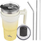 Konokyo 20 oz Tumbler with Handle and Straw, Insulated Travel Mug | Lemon; by Konokyo