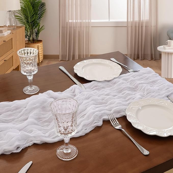 12 Pack 10Ft White Cheesecloth Table Runner 23 x 120 Inch | Gauze Rustic Boho - Image 6