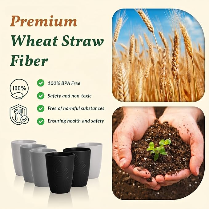 Homienly Drinking Glasses 16oz Wheat Straw Cups-Stackable and Reusable Cups - Image 3