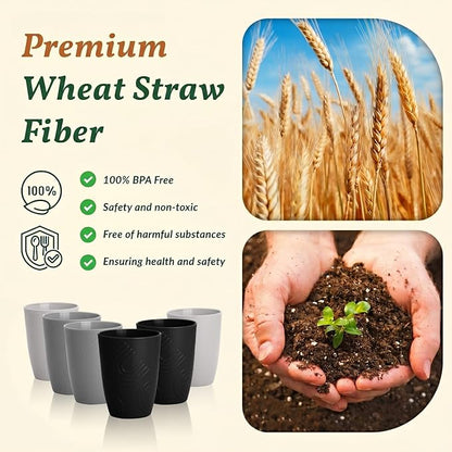 Homienly Drinking Glasses 16oz Wheat Straw Cups-Stackable and Reusable Cups - Image 3