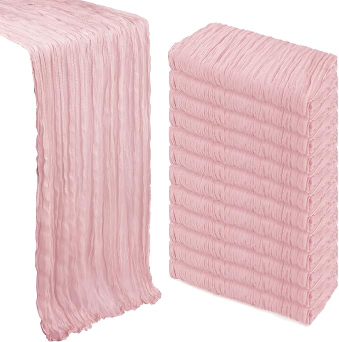 12 Pack Dusty Pink Table Runner Cheesecloth 10Ft Gauze Cheese Cloth Table by Heneger