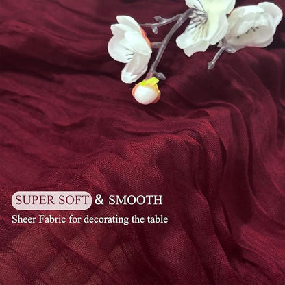 3Pack Burgundy Cheesecloth Table Runners 17 x 108 inch Sheer Table Runner | - Image 4
