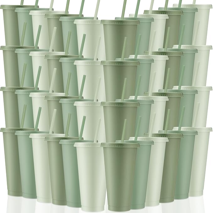 Skylety 48 Pcs Sage Green Plastic Cups by Skylety