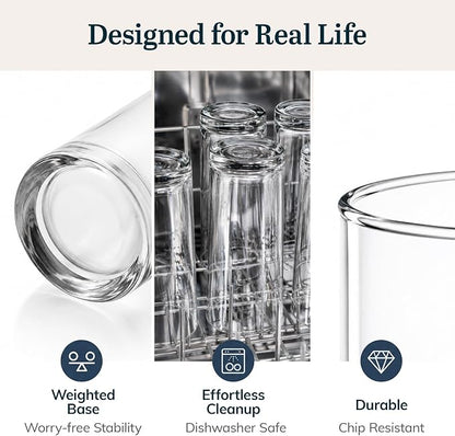 Heavy Base Drinking Glasses Set of 8, Weighted Clear Water Cups | 15.5 oz - Image 3