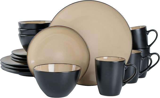 Gibson Elite Soho Lounge 16-Piece Round Reactive Glaze Stoneware Dinnerware Set by GibsonHomewares