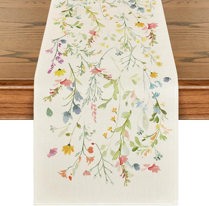 Artoid Mode Wildflowers Bloom Flowers Spring Table Runner, Seasonal Summer by ArtoidMode